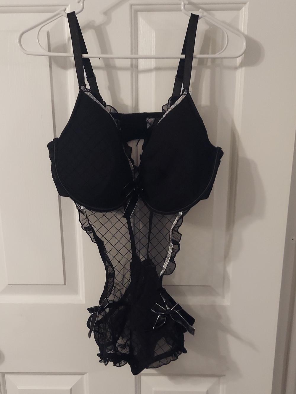 Black Lace Mesh Teddy Bodysuit - Women Intimates
